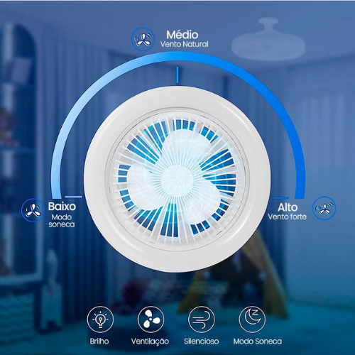 Ventilador de Teto com Luminária - Silenciosa Potente e Moderna